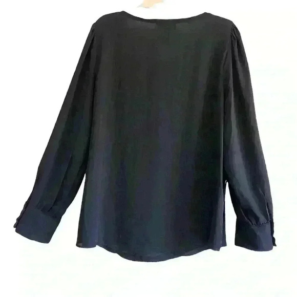 Grace Sheer Navy Blue Long Sleeve Tunic Top Size L - Picture 4 of 7